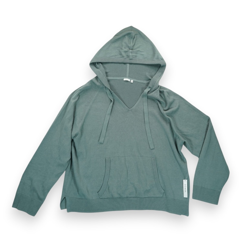 NWT 24/7 By Soma Cotton Hoodie Sweater Sedona Sage XXL Women's ~ MSRP $99